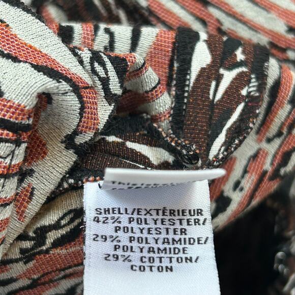 Diane von Furstenberg Abstract Pleated Skirt Brown White Size 6 A-Line - Picture 6 of 6